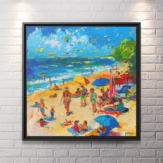 Beach Canvas Beachy Room Decor Italian Summer Beach Umbrella Art Summertime Decor Endless Summer Print Southern California Ocean Summer Art