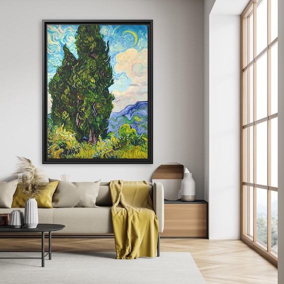 Vincent Van Gogh Cypresses Van Gogh Landscape Wall Art Impressionism Van Gogh Canvas Print Van Gogh Famous Painting Dutch Art Print