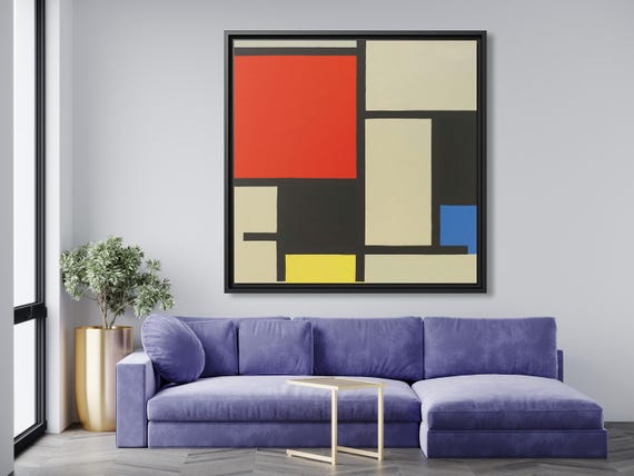 Piet Mondrian Wall Art Abstract Painting Mondrian Dutch Painting Famous Abstract Art Mondrian Composition Print De Stijl Abstract Art Work