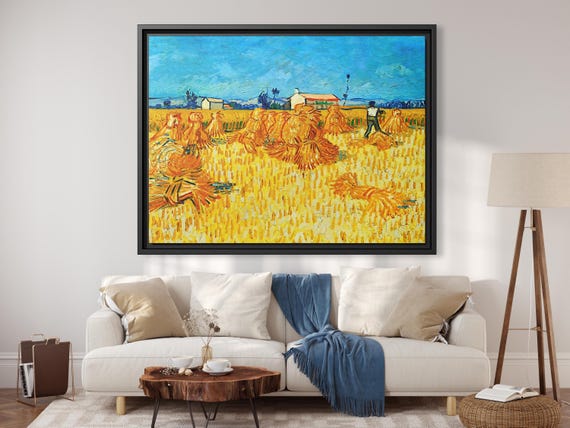 Vincent Van Gogh Harvest in Provence Van Gogh Harvest Van Gogh Canvas Print Van Gogh Famous Vintage Painting Wall Art Landscape Provence