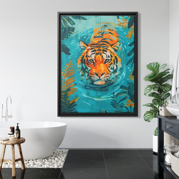 Tiger Wall Art Oriental Boho Tiger Canvas Kitsch Art Big Cat Art Whimsical Tiger Art Tiger Painting Kitsch Aesthetic Bengal Tiger Lover Gift