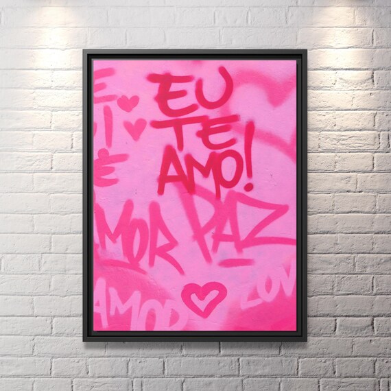 Pink Love Wall Art Love Canvas Print Pink Love Art Te Amo Wall Art Pink Hearts Wall Art Pink Hearts Canvas Graffiti Painting Heart Artwork