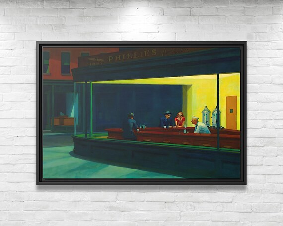 Edward Hopper Nighthawks Framed Canvas Print Edward Hopper Large Art Print Edward Hopper Abstract Large Art Gift Edward Hopper Wall Decor
