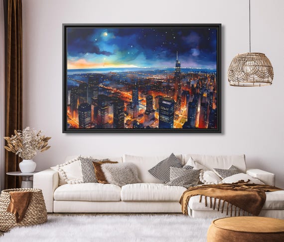 Abstract New York Canvas NYC Painting New York Manhattan Painting New York Landscape Manhattan Wall Art Skyline Painting NYC Wall Art NYC
