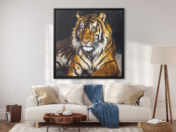 Geza Vastagh A Reclining Tiger Geza Vastagh Painting Tiger Vastagh Artwork Tiger Print Geza Vastagh Wall Art Tiger Vintage Painting Tiger