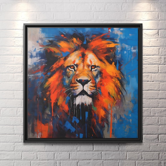 Lion Abstract Art Lion Artwork Colorful Lion Art Painting Lion Canvas Wall Art Lion Painting Rustic Gallery Wall Lion Lovers Gift Lion Print