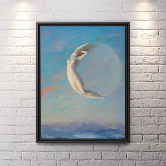 Albert Aublet Selene Albert Aublet Painting Sea Artwork Albert Aublet Print Woman Sea Painting Nude Woman Wall Art Vintage Famous Art Print