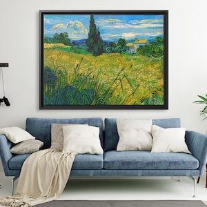 Vincent Van Gogh Champ de blé vert avec cyprès Art mural Van Gogh Impressionnisme Impression sur toile Van Gogh Art Van Gogh Célèbre peinture de paysage