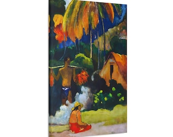 Paisaje de Tahití de Paul Gauguin Pintura de Paul Gauguin Mujeres tahitianas de Gauguin Impresión en lienzo de Paul Gauguin Paisaje tahitiano Obra de arte de Gauguin
