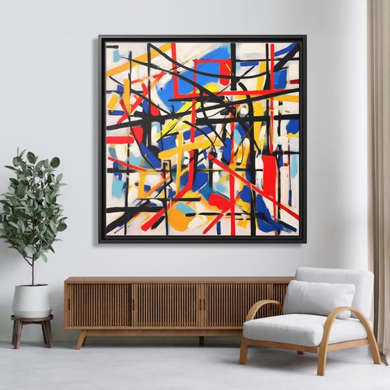 Piet Mondrian Wall Art Large Abstract Painting Mondrian Dutch Painting Famous Abstract Art Piet Mondrian Print De Stijl Abstract Art Work