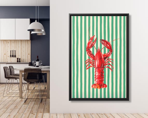 Lobster Wall Art Kitchen Painting Lobster Canvas Print Kitchen Art Decor Lobster Artwork Kitchen Lobster Bathroom Art Bathroom Canvas Print