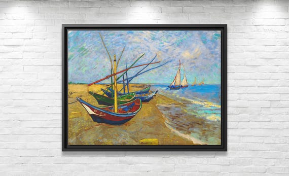 Vincent Van Gogh Fishing Boats on the Beach at Saintes Maries Van Gogh Wall Art Impressionism Van Gogh Canvas Print Van Gogh Sea Boats