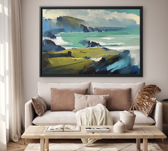 Coastal Wall Art Sea Coast Painting Ireland Artwork Painting of Ireland Abstract Seascape Natural Wall Art Coastal Irish Landscape Cliffs