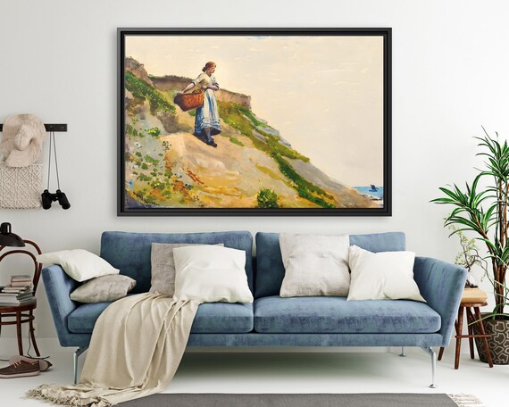 Winslow Homer Girl Carrying a Basket Winslow Homer Artwork Homer Sea Painting Ocean Wall Art Sea Winslow Homer Painting Sea Canvas Ocean