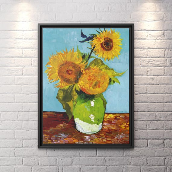 Van Gogh Vase with Three Sunflowers Van Gogh Wall Art Expressionist Painting Famous Art Print Vincent Van Gogh Artwork Van Gogh Print