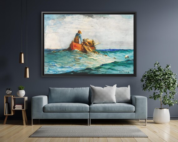 Winslow Homer Hauling in the Nets Winslow Homer Artwork Sea Painting Ocean Wall Art Sea Winslow Homer Painting Sea Canvas Ocean Scenic Print