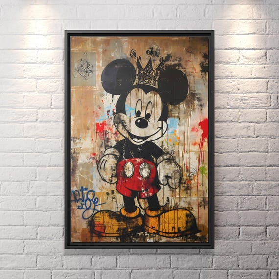 Mickey Mouse Canvas Classic Mickey Mouse Painting Banksy Wall Art Graffiti Banksy Mickey Mouse Print Graffiti Street Art Canvas Banksy Art