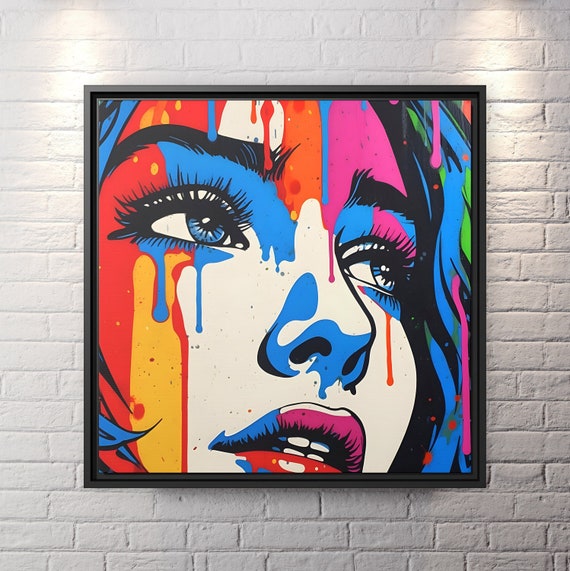 Abstract Woman Face Wall Art Woman Pop Art Andy Warhol Painting Woman Pop Artwork Warhol Pop Art Beautiful Face Art Pop Art Girl Portrait