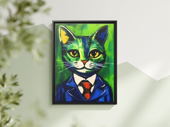 Whimsical Cat Art Cute Cat Painting Colorful Cat Art Abstract Cat Canvas Print Modern Cat Art Funny Cat Painting Cat Lover Gift Idea Cat Art
