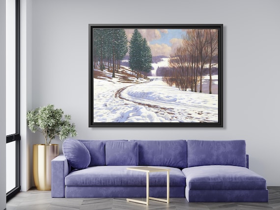 Viktor Olgyai Winter Country Viktor Olgyai Artwork Winter Artwork Snowy Winter Print Farmhouse Winter Forest Painting Rustic Landscape Print