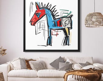 Abstracte paardkunst Majestueus paard Colorul abstracte paardkunst Paardcanvasafdruk Abstracte paardafdruk Paardkunstwerk Moderne paardkunstafdruk