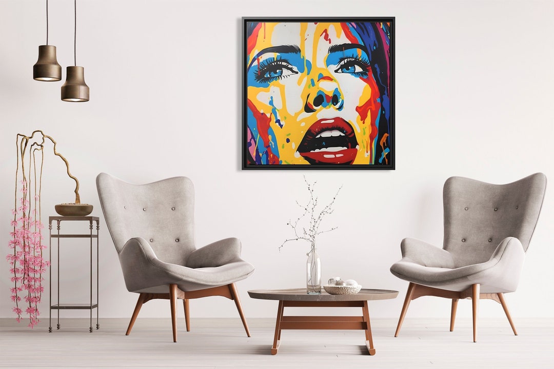 Original Wall Art Painting Pop Art Canvas Print Colorful Woman Etsy