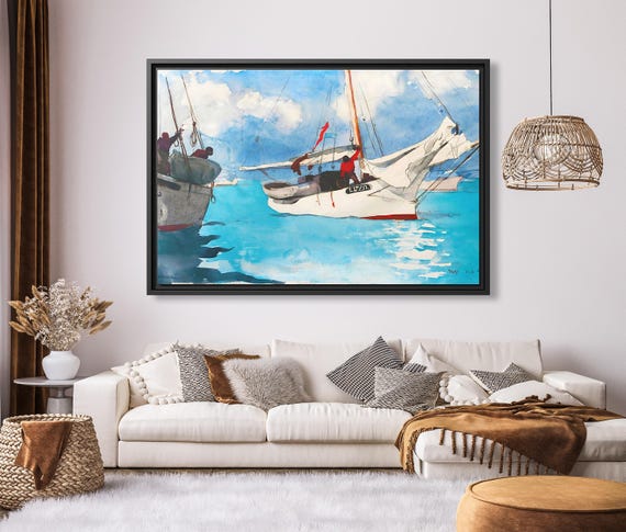 Homer Fishing Boats Key West Winslow Homer Artwork Sea Painting Ocean Wall Art Sea Homer Painting Sea Canvas Print Ocean Scenic Wall Art