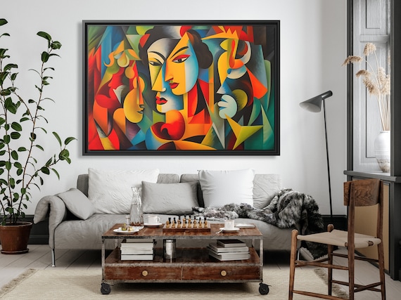Wall Art Picasso Pint Modern Cubism Painting Picasso Canvas Big Painting Pop Culture Poster Picasso Cubist Wall Art New Homeowner Gift Print
