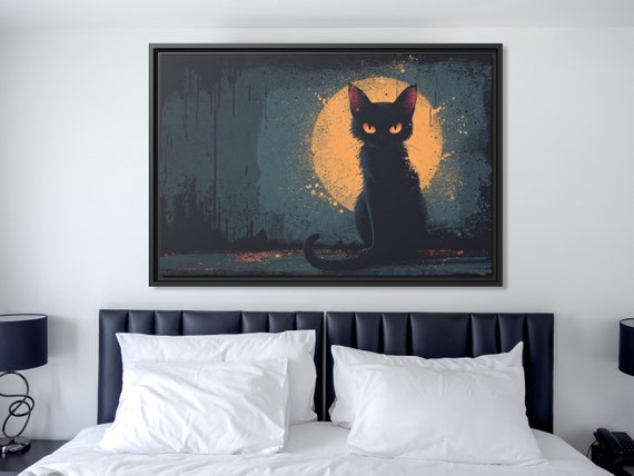 Whimsical Cat Art Cute Cat Painting Colorful Cat Art Abstract Cat Canvas Print Modern Cat Art Funny Cat Painting Cat Lover Gift Idea Cat Art
