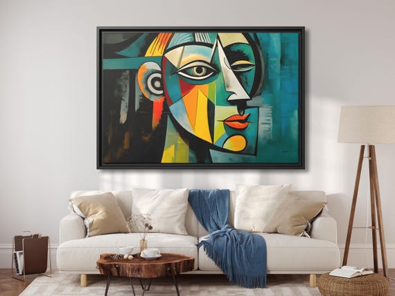 Wall Art Picasso Pint Modern Cubism Painting Picasso Canvas Big Painting Cubism Picasso Modern Cubist Wall Art New Homeowner Gift Print Idea