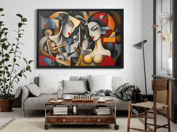 Wall Art Picasso Pint Modern Cubism Painting Picasso Canvas Big Painting Pop Culture Poster Picasso Cubist Wall Art New Homeowner Gift Print