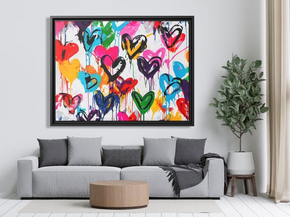 Wall Art Banksy Street Art Graffiti Heart Art Romantic Painting Colorful Hearts Graffiti Painting Banksy Artwork Heart Painting Large Banksy