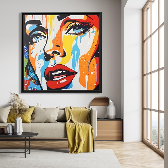 Abstract Woman Face Wall Art Woman Pop Art Andy Warhol Painting Woman Pop Artwork Warhol Pop Art Beautiful Face Art Pop Art Girl Portrait