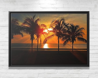 Sunset Ocean Wall Art Scenic Sunset Canvas Print Sunset Beach Wall Decor Sunset Golden Hour Wall Art Golden Hour Canvas Print Sunset Beach
