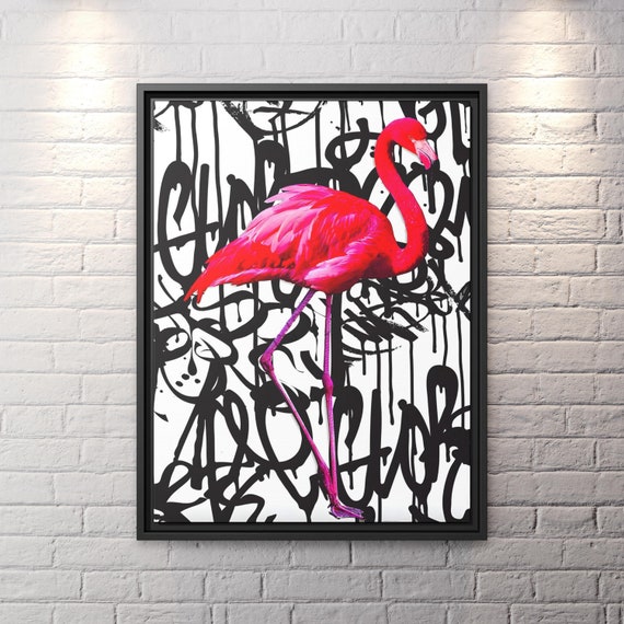 Wall Art Flamingo Print Graffiti Painting Flamingo Canvas Graffiti Artwork Flamingo Cute Apartment Wall Art Graffiti Poster Flamingo Popart