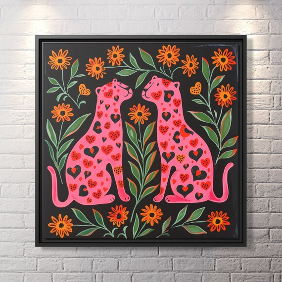 Leopard Wall Art Boho Leopard Canvas Kitsch Art Big Cat Art Whimsical Leopard Art Painting Leopard Kitsch Aesthetic Leopard Lover Gift Print