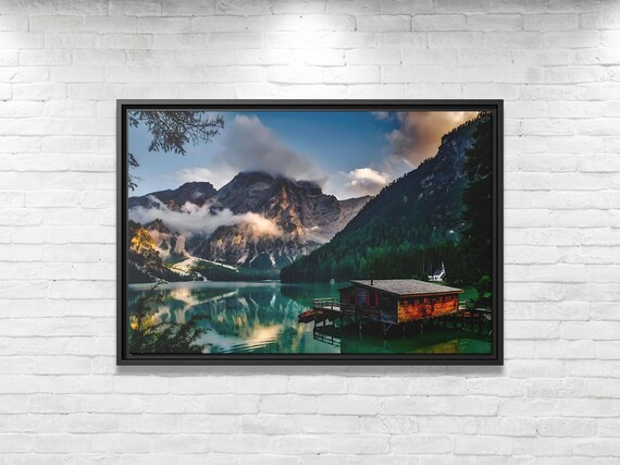 Mountain Lake Nature Print Canvas Mountain Wall Art Mountain Tranquil Landscape Modern Livingroom Decor Mountain Lake Print Large Canvas Art