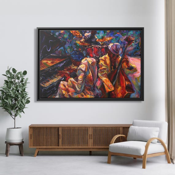 Music Wall Art Jazz Roman Nogin Canvas Print Music Gift Jazz Club Decor Pianist Saxophone Jazz Music Extra Large Wall Art Musician Print