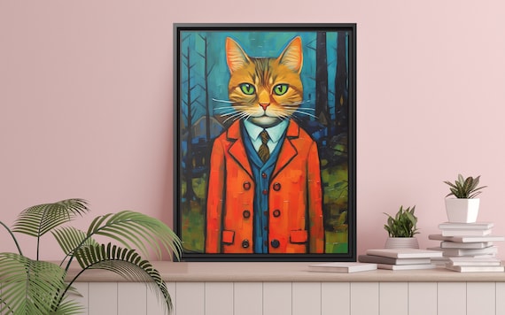 Whimsical Cat Art Cute Cat Painting Colorful Cat Art Abstract Cat Canvas Print Modern Cat Art Funny Cat Painting Cat Lover Gift Idea Cat Art