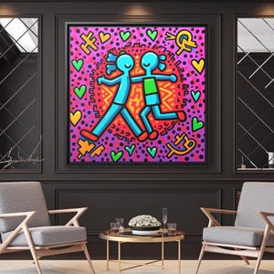 Arte mural de Keith Haring Arte pop de Keith Haring Arte pop de Keith Haring Póster de cultura pop Arte callejero de Keith Haring sobre lienzo Arte pop de Keith Haring imagen 4