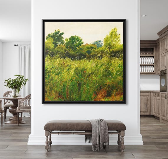 Wall Art P. C. Skovgaard Field of Oats near Vejby Nature Field Artwork Nature Field Wall Art Green Field Canvas Print Rustic Landscape Print