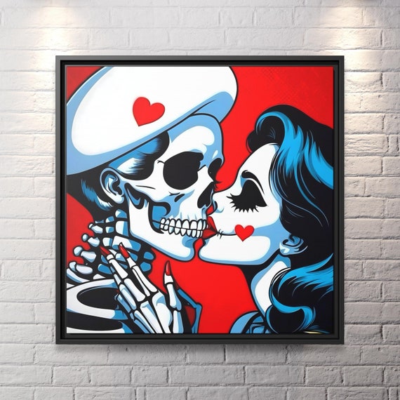 Romantic Painting Valentines Artwork Kissing Couple Print Kissing Painting Romantic Poster Kissing Wall Art Couple Kiss Artwork Popart