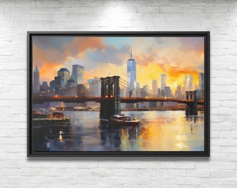 Abstract New York Canvas NYC Painting New York Manhattan Painting New York Landscape Manhattan Wall Art Skyline Painting NYC Wall Art NYC