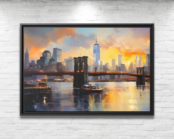 Abstract New York Canvas NYC Painting New York Manhattan Painting New York Landscape Manhattan Wall Art Skyline Painting NYC Wall Art NYC
