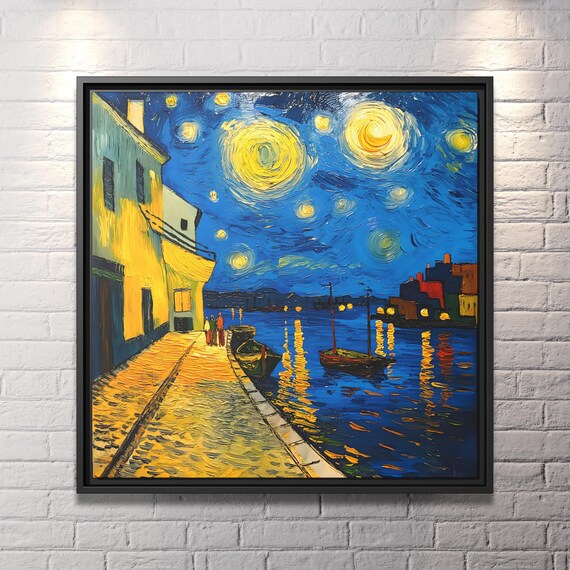 Wall Art Print Van Gogh Starry Night Pointillism Artwork Van Gogh Inspired Starry Night Poster Van Gogh Style Famous Painting Van Gogh Art