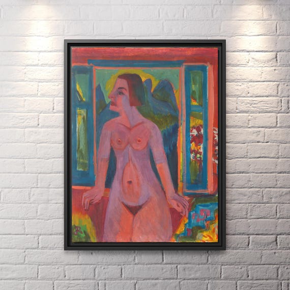 Kirchner Nude Woman at Window Ernst Ludwig Kirchner Painting Ernst Ludwig Kirchner Wall Art Print Kirchner Canvas Art Kirchner Painting Nude