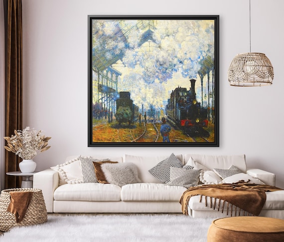 Claude Monet Arrival of the Normandy Train Claude Monet Painting Train Station Monet Famous Painting Monet Canvas Print Monet Train Painting