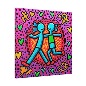 Arte mural de Keith Haring Arte pop de Keith Haring Arte pop de Keith Haring Póster de cultura pop Arte callejero de Keith Haring sobre lienzo Arte pop de Keith Haring Stretched Canvas