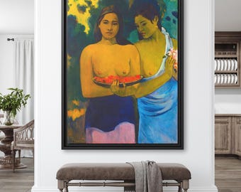 Paul Gauguin Deux Tahitiennes Paul Gauguin Peinture Tahitiennes Femmes Art mural Gauguin Impression sur toile Paul Gauguin Femmes tahitiennes Paul Gauguin