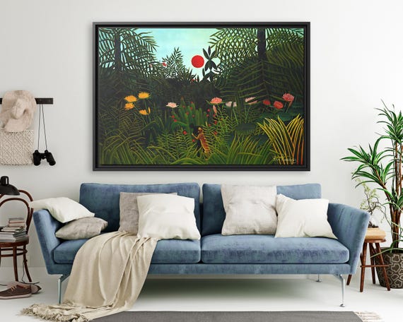 Rousseau Virgin Forest with Sunset Henri Rousseau Famous Painting Henri Rousseau Print Wall Art Rousseau Famous Tropical Landscape Painting